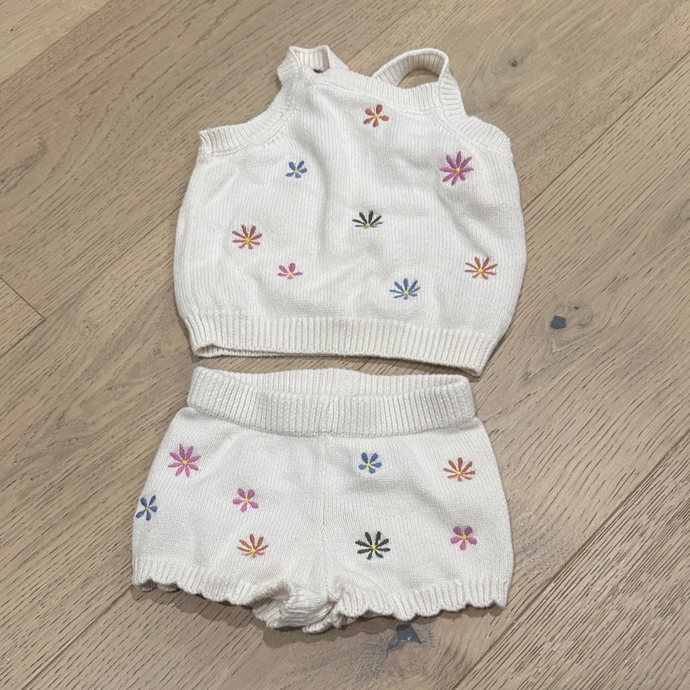 Old Navy Kids Knit Set - Cream with Floral Accents